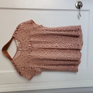 Monteau Lace shirt in Rose Gold - Size Large